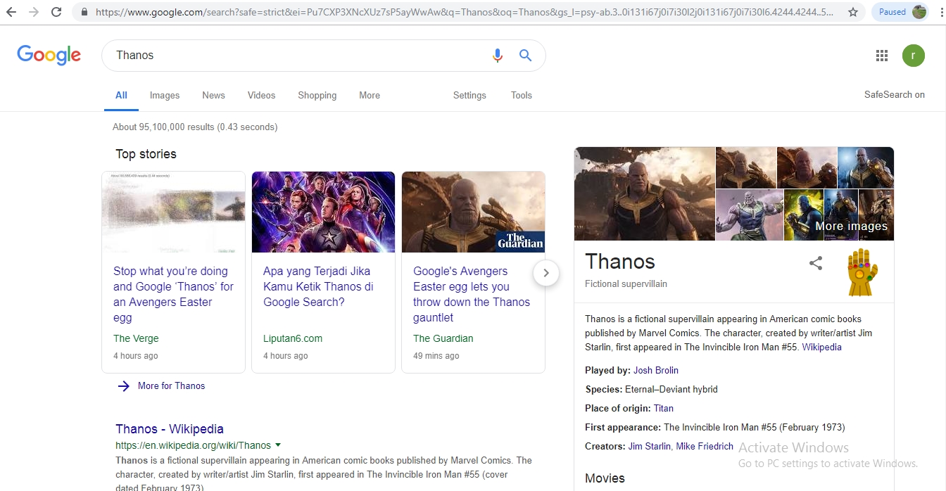 Foto: Ilustrasi Thanos di google