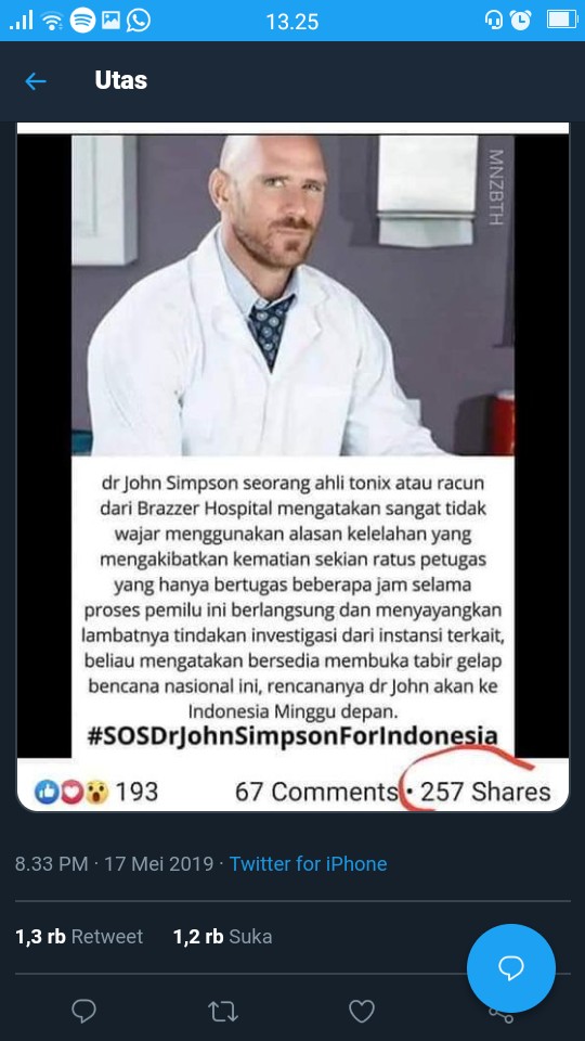 Tanda pagar (tagar) #SOSDrJohnSimpsonForIndonesia tengah ramai di media sosial.