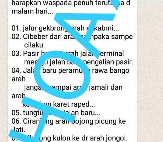 Viral Broadcast Daerah Rawan Begal di Cianjur, Ternyata Hoaks