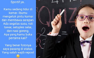 kamu sedang tidur dikamar ibumu mengetuk pintu kamar membawakan sarapan