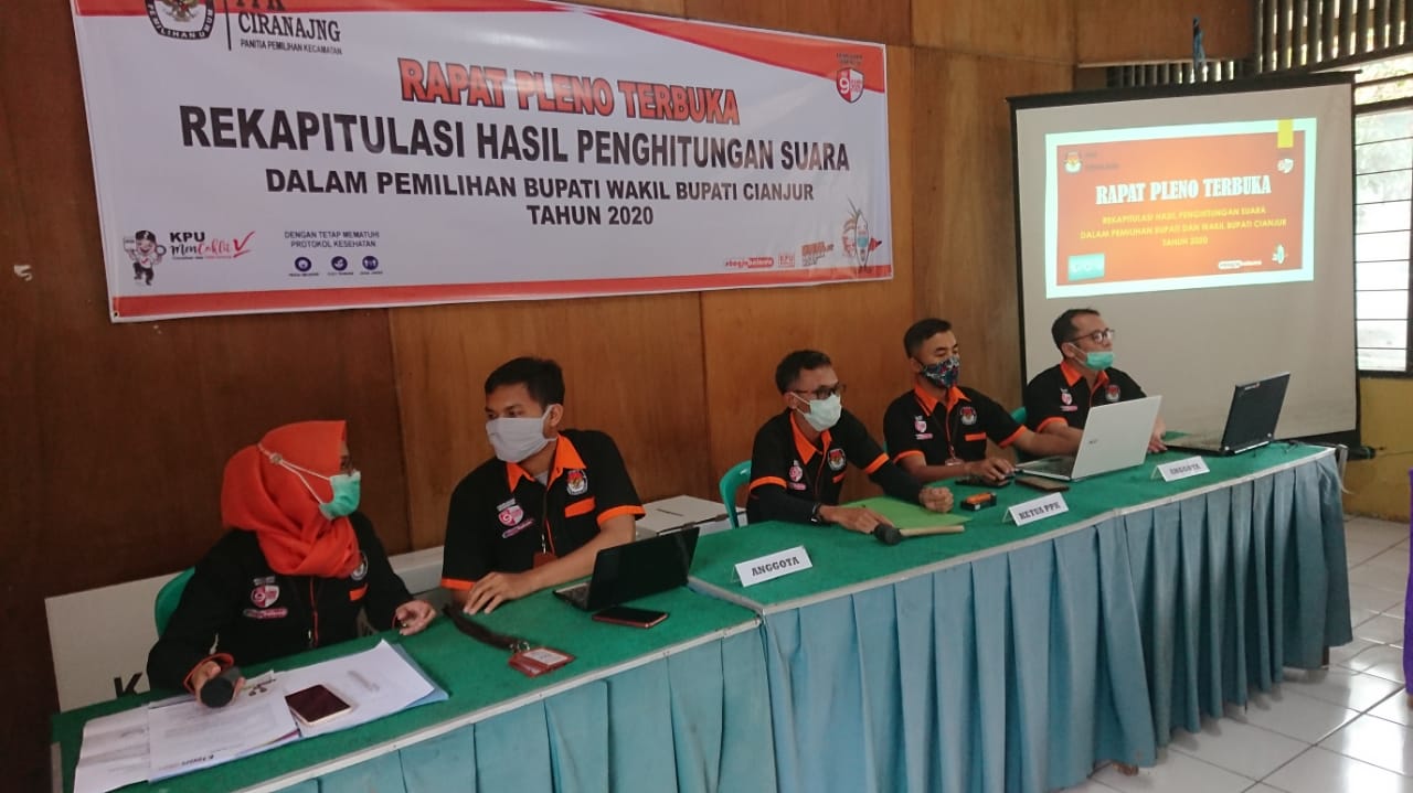 PPK Ciranjang Gelar Rapat Pleno Terbuka Rekapitulasi Hasil Penghitungan Suara Pilkada Cianjur