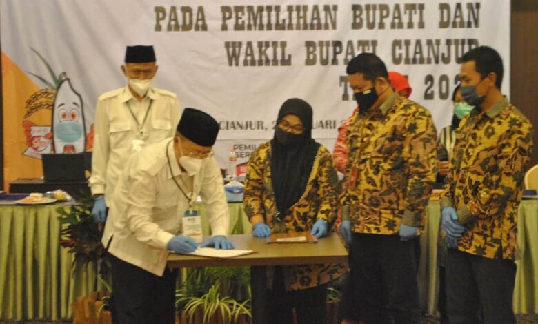 KPU Cianjur Tetapkan Herman-TB Mulyana Sebagai Bupati dan Wakil Bupati Cianjur 2021-2026