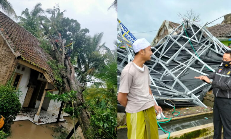 Angin kencang menyapu beberapa kecamatan di Kabupaten Cianjur, Minggu (11/4/2021) sekitar pukul 14.00 Wib.