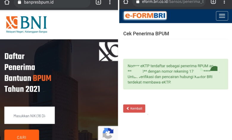 Cek penerima BPUM lewat Bank BNI dan Bank BRI, lengkap dengan syarat dan cara daftar BLT UMKM 2021.