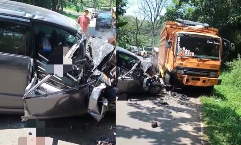 Tangkapan layar video kecelakaan hari ini truk dan Avanza di Cikalong Cianjur