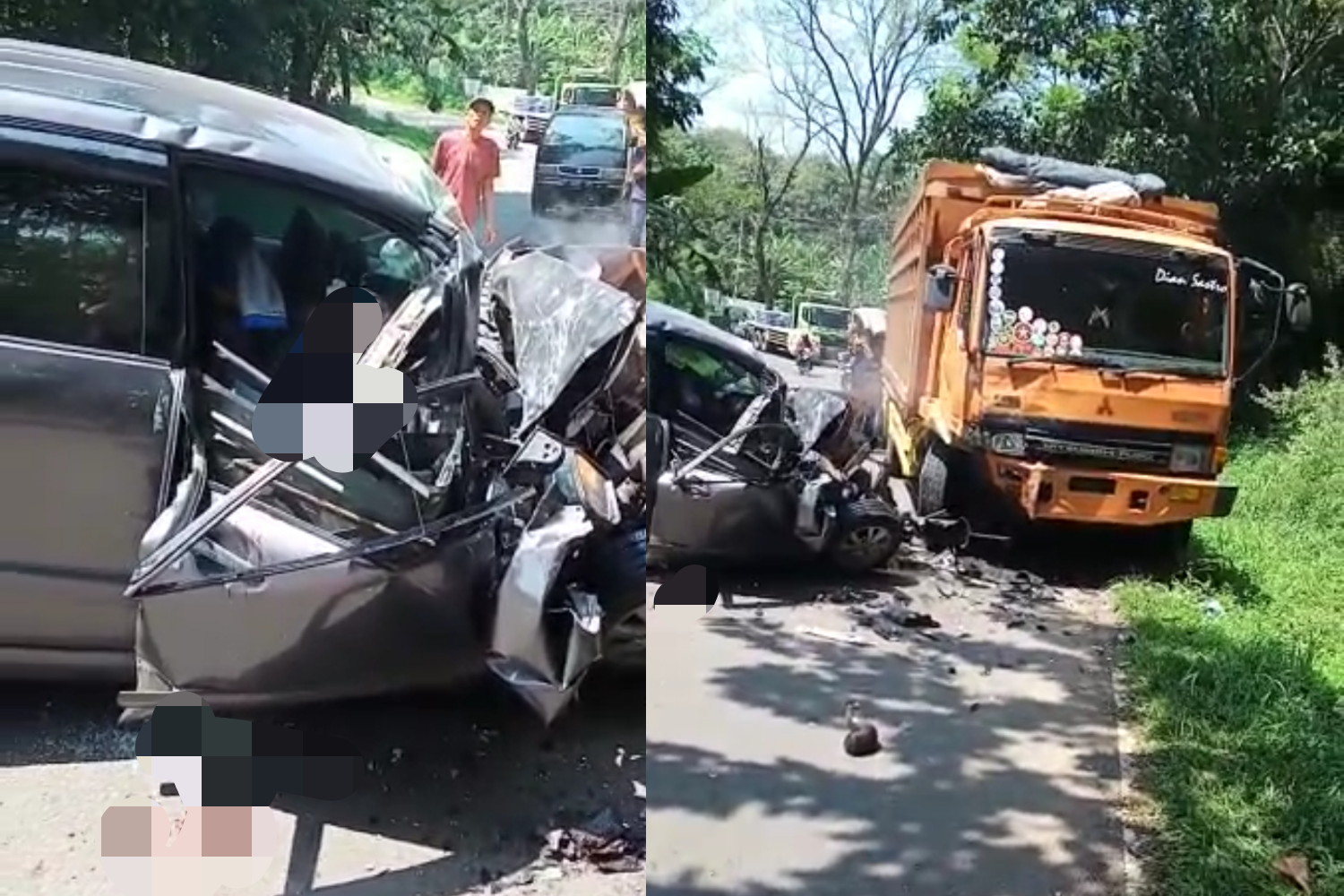 Tangkapan layar video kecelakaan hari ini truk dan Avanza di Cikalong Cianjur