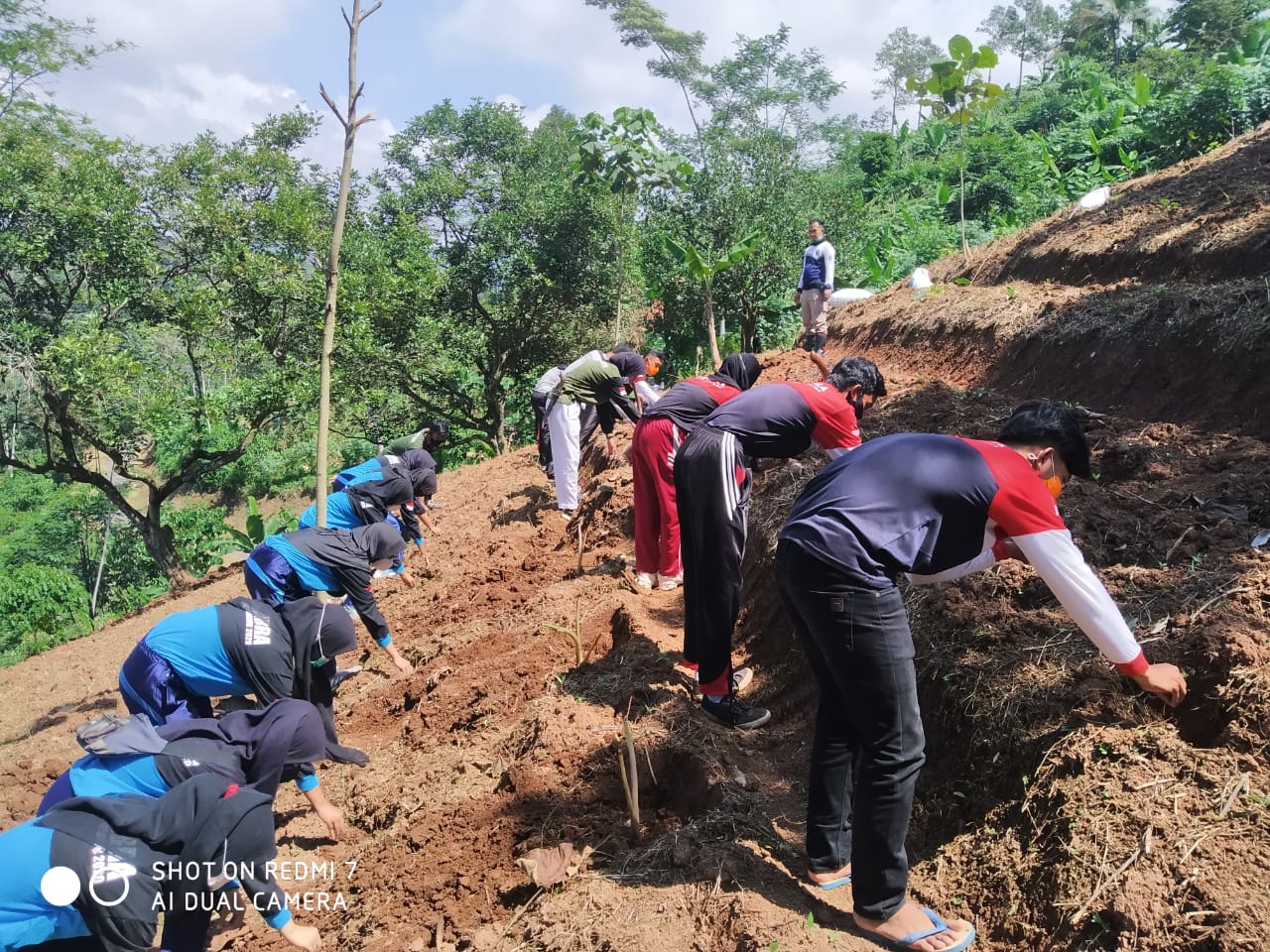 Dilatih jadi Petani Milenial, Yayasan Jamiatul Makq'dis dan Paskibraka Cianjur Tanam Ribuan Pohon