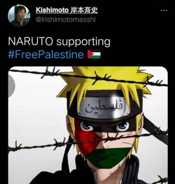 DUKUNGAN: Kreator Naruto, Masashi Kishimoto menunjukkan dukungannya kepada Palestina. (Foto: Twitter Masashi Kishimoto)