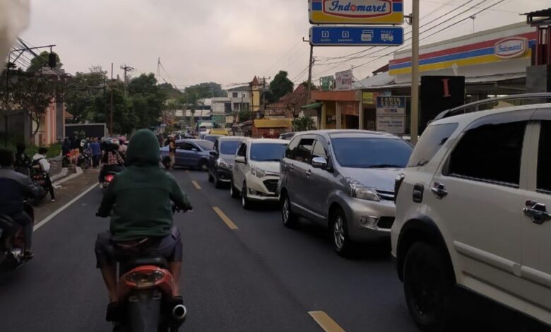 Jalur Cipanas Puncak Dipadati Kendaraan