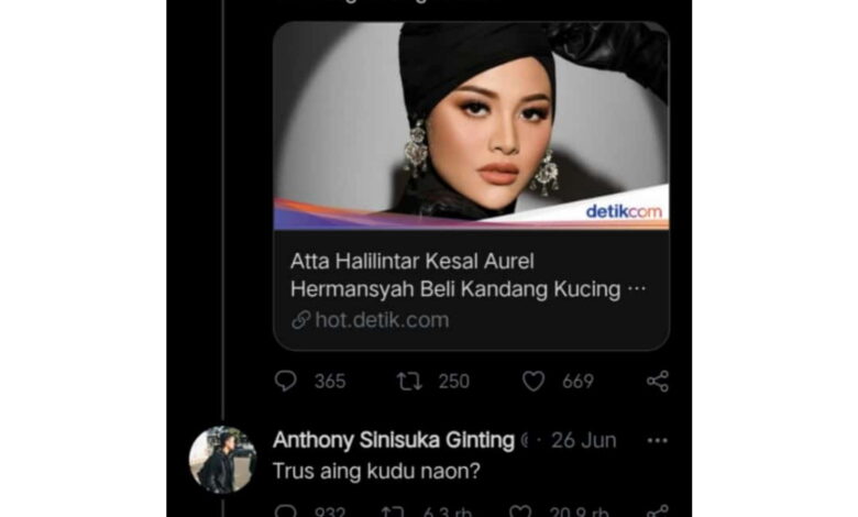 Berita Atta-Aurel Soal Kandang Kucing Kena Smash Ginting Antony: Trus Aing Kudu Naon?