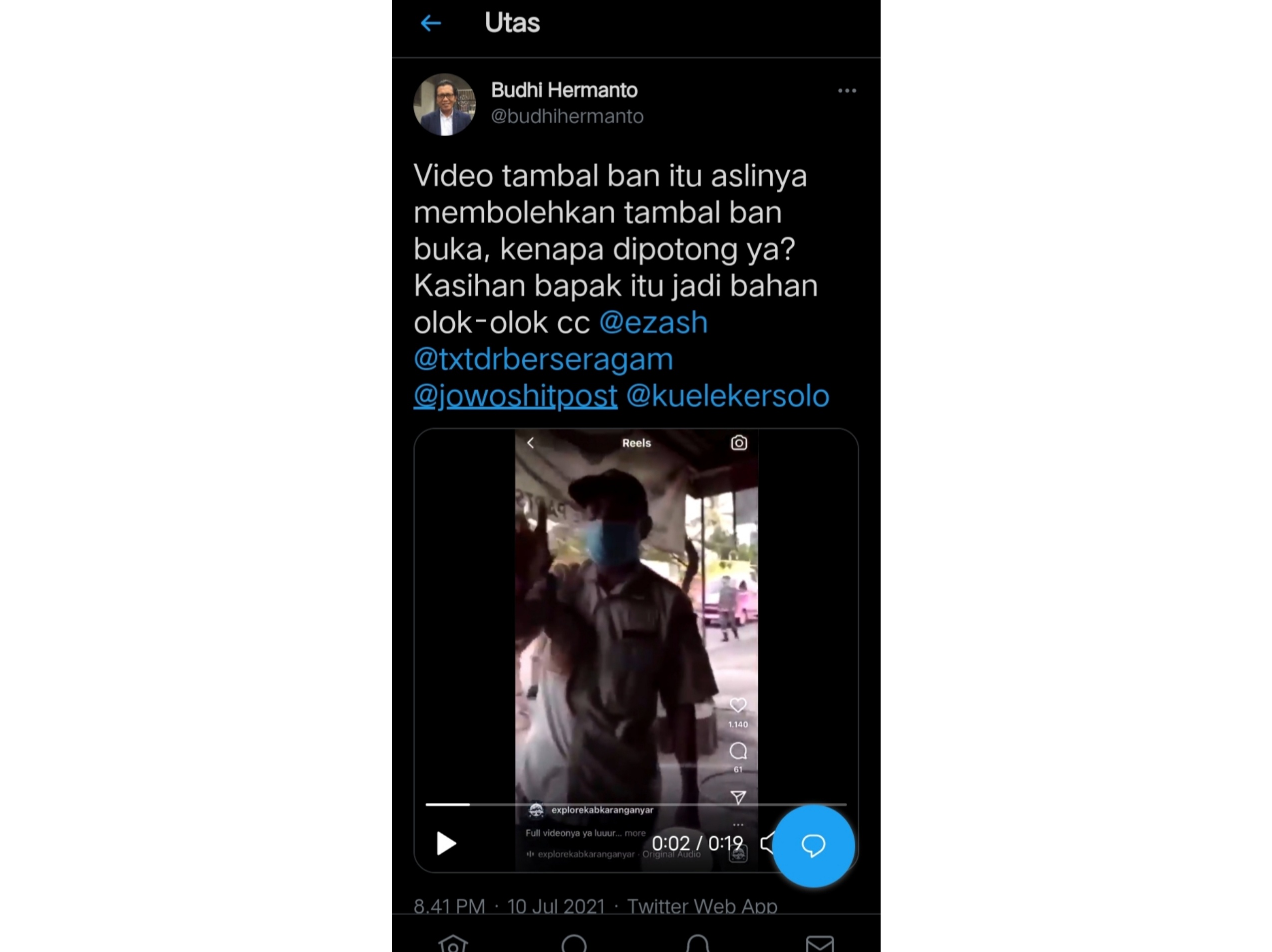 Viral! Video Tukang Tambal Ban Online, Begini Lanjutannya