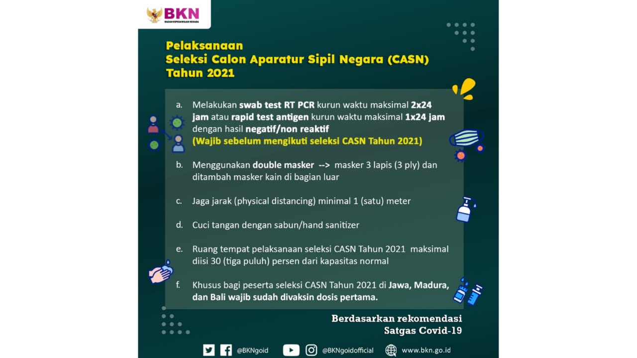 Syarat Tes SKD CPNS Harus Swab atau Rapid dan Vaksin, Baca Lengkap Ketentuannya di Sini!