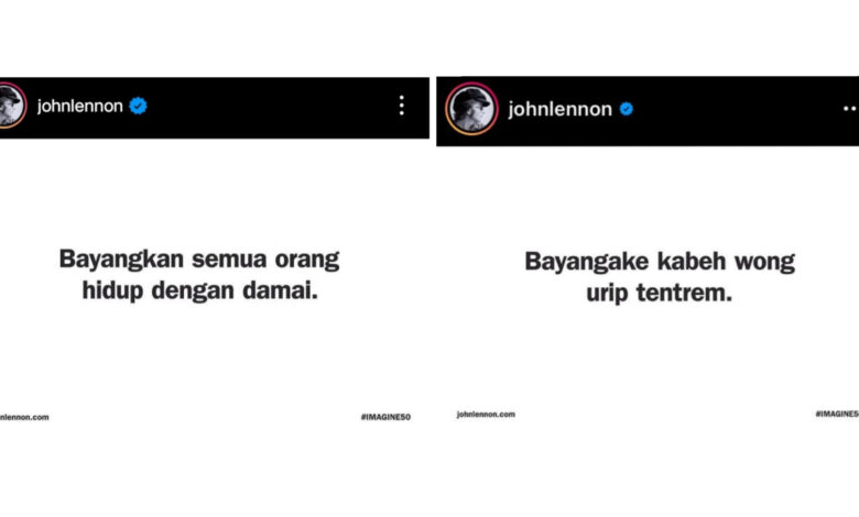 Heboh! Akun Instagram John Lennon Unggah Lirik Imagine dalam Bahasa Indonesia dan Jawa