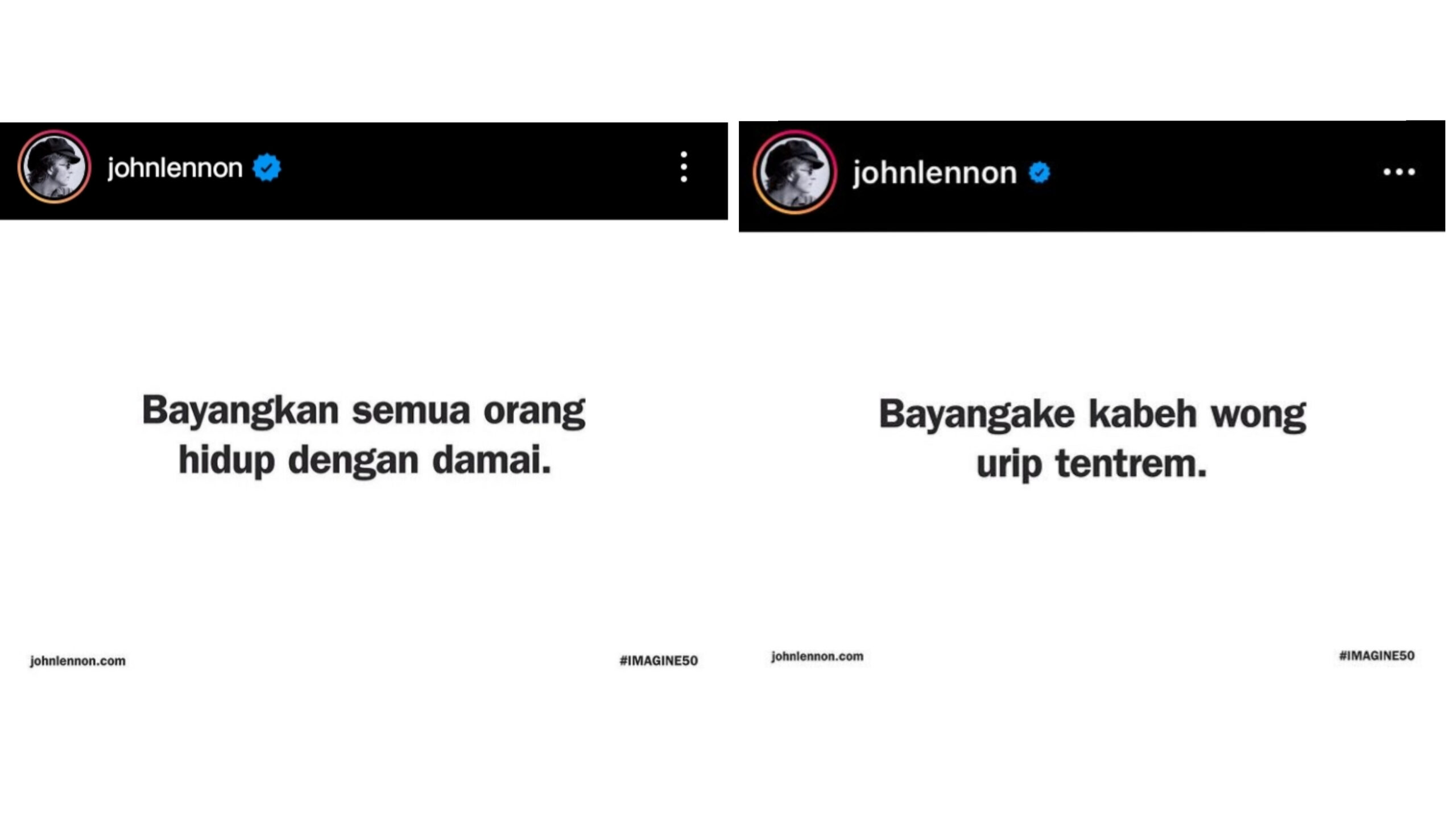 Heboh! Akun Instagram John Lennon Unggah Lirik Imagine dalam Bahasa Indonesia dan Jawa