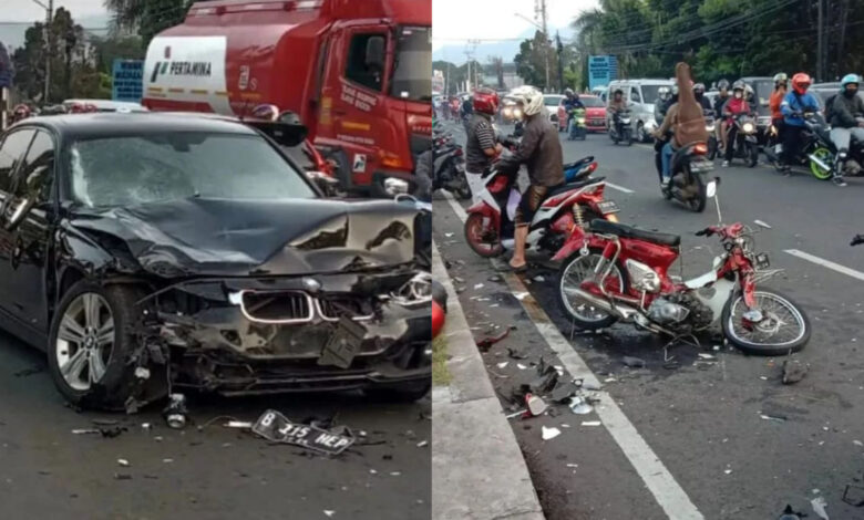 Tabrakan Beruntun di Puncak, BMW Hantam Xpander dan 4 Sepeda Motor