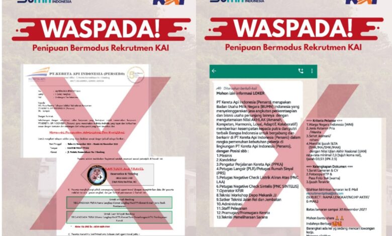 Kenali Modus Penipuan Rekrutmen KAI 2021, yang Asli Cuma di recruitment.kai.id