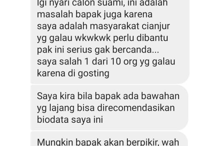 Ngakak! Perempuan Ini Curhat Tengah Cari Calon Suami pada Bupati Cianjur, Netizen: Para Jomblo Merapat