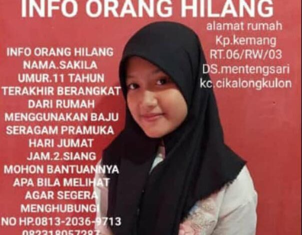 Dicari Orang Hilang: Pamit Kerja Kelompok, Perempuan Asal Cikalongkulon Cianjur Belum Pulang