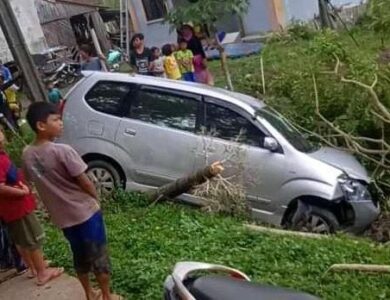 Kecelakaan Tunggal, Avanza Nyuksruk Masuk Sawah di Sukaluyu
