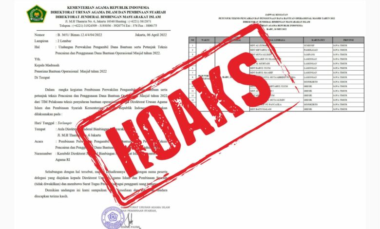 surat undangan penerima bantuan masjid hoaks