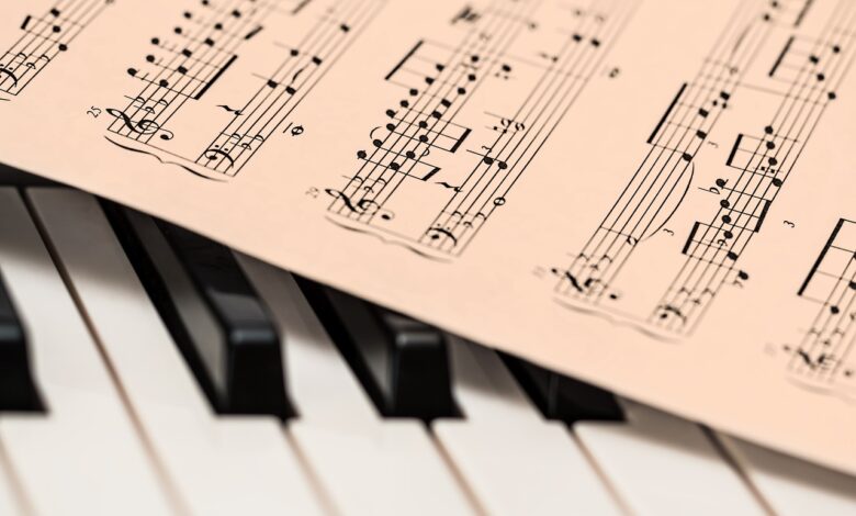 piano, sheet music, music