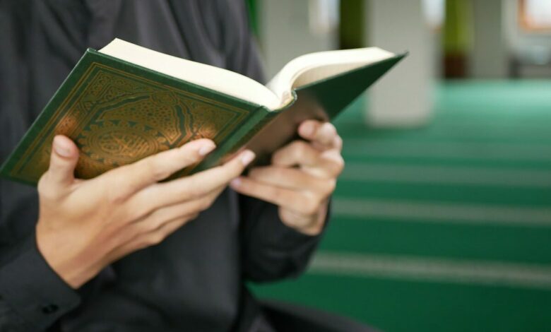 man reading book