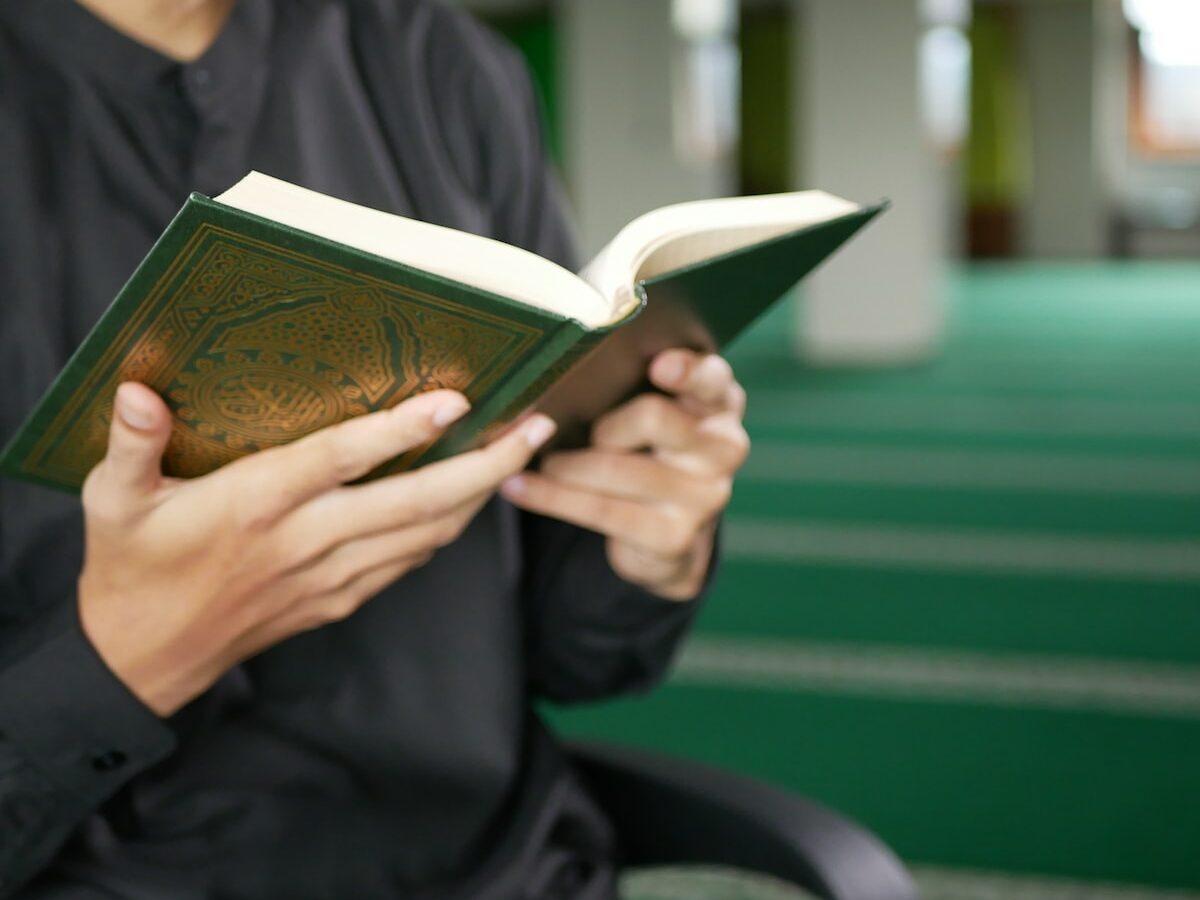 man reading book