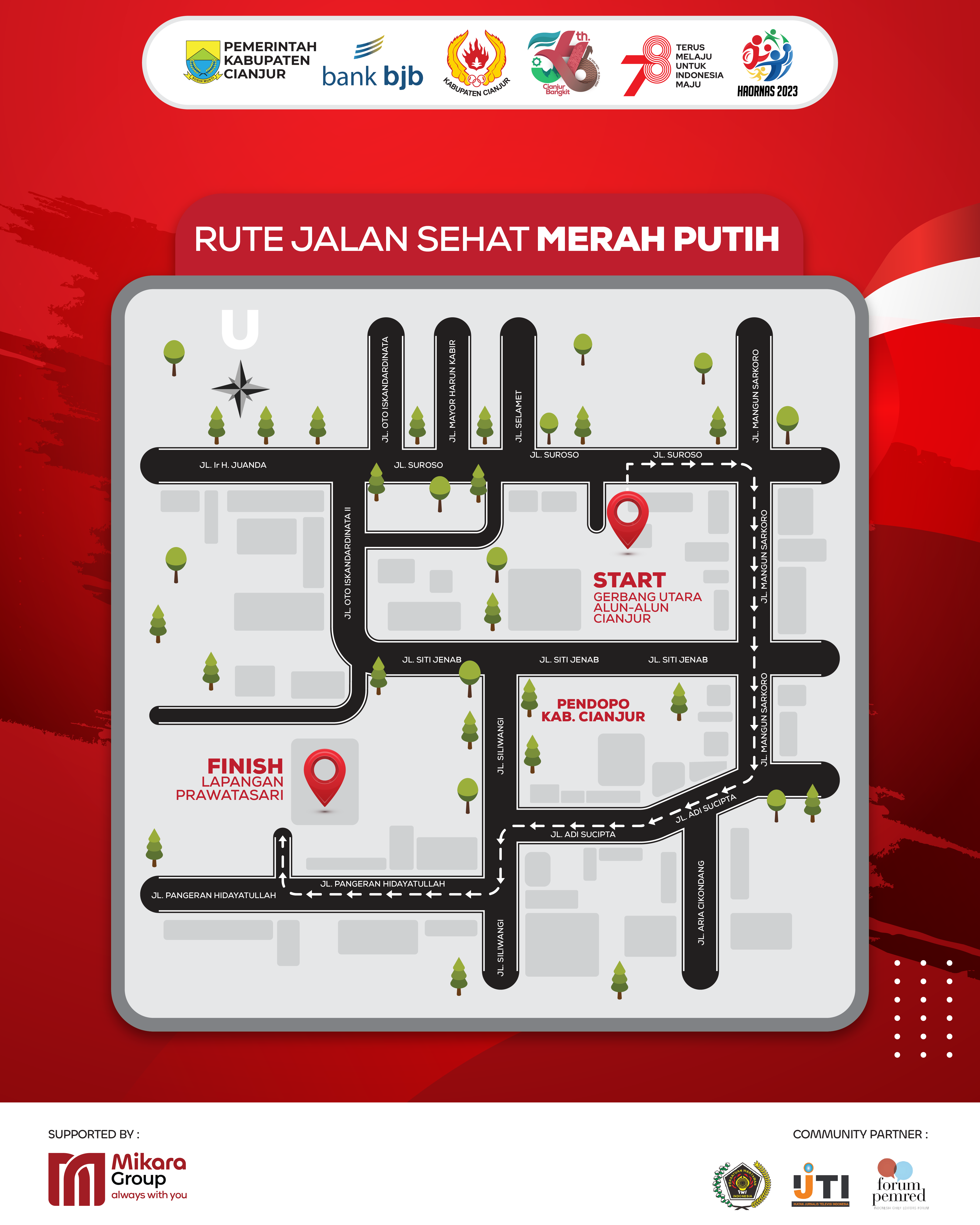 Dalam memperingati Hari Olahraga Nasional (Haornas) ke 40, Komite Olahraga Nasional Indonesia (KONI) Cianjir akan menggelar jalan sehat merah putih, Sabtu (9/9/2023) nanti.