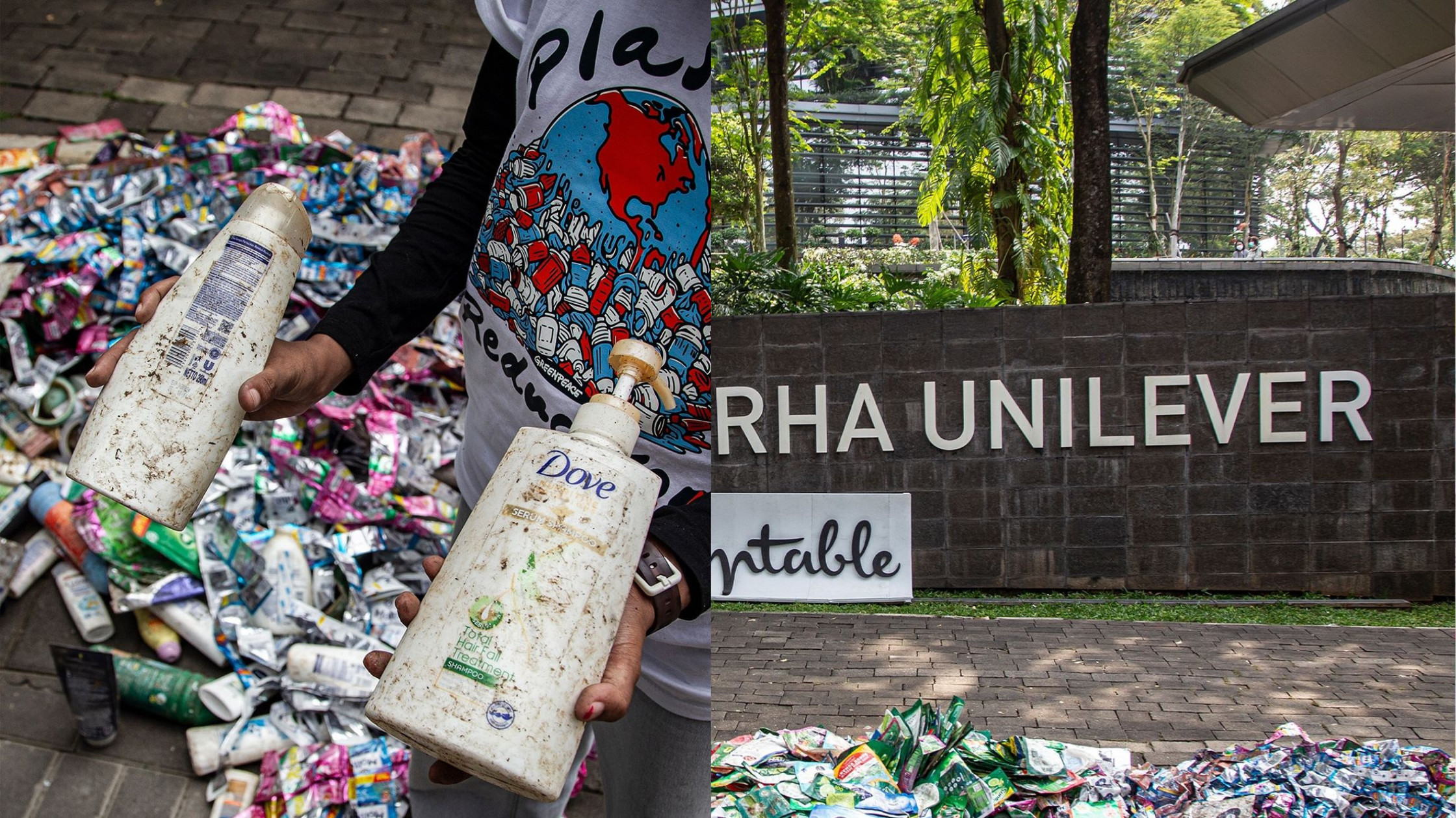 Jadi Sumber Kerusakan Lingkungan! Aktivis Greenpeace Kembalikan Ribuan Sampah Plastik ke Kantor Pusat Unilever Indonesia