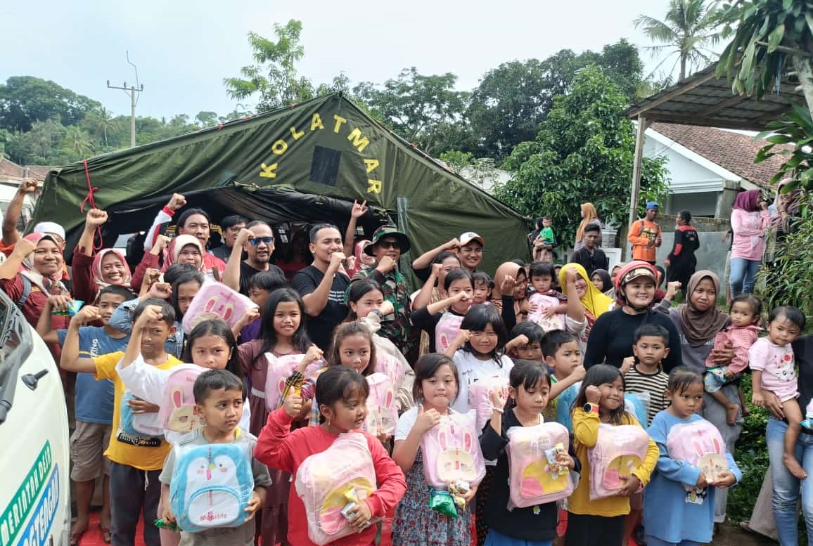 Moorlife bantu korban banjir Sukabumi dengan donasi tas sekolah, perlengkapan bekal, dan Cleo Oxygen.