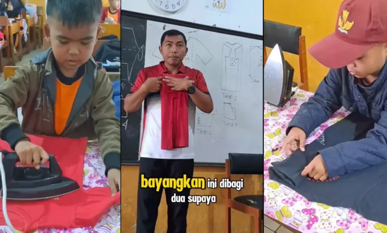 Guru SD di Cianjur Ajarkan Melipat dan Menyetrika Baju, Berharap Muridnya Jadi Anak yang Mandiri