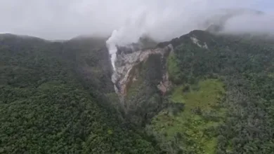 Tangkapan layar video yang diunggah akun Instagram @andrearamadhaan menampilkan kepulan asap dari Kawah Wadon di Gunung Gede Pangrango.