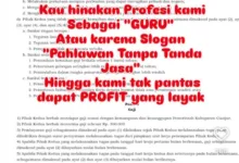 Tangkapan layar unggahan yang memperlihatkan klausul kontrak kerja guru di lingkungan Pemkab Cianjur dengan gaji Rp 300.000.